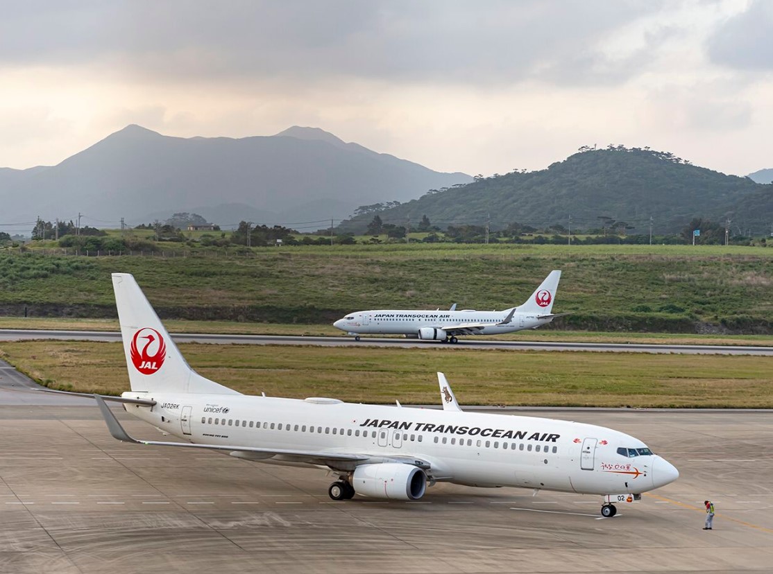 写真：石垣島空港の機体と風景
